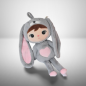 Preview: Kuscheliger, personalisierbarer Hase in grau-rosa, 50 cm groß, aus weichem Plüsch, ideal als Geschenk für Babys und Kleinkinder.