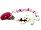 Preview: Schnullerkette mit Namen Bulldogge mit Körper in pink weiß rosa