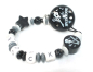 Preview: Rockstar Schnullerkette Schwarz-Grau mit individuellem Namen – liebevolles Babygeschenk für Geburt, Taufe oder Babyparty