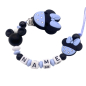 Preview: Personalisierte Schnullerkette Maus in Hellblau mit Babyname – Babygeschenk für Jungen