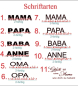Preview: Schriftzug „Mama“, „Papa“ oder „Anne“ in eleganter, handschriftlicher Schriftart, ideal für personalisierte Geschenke wie 3D Rosenrahmen, Muttertagsgeschenk, Vatertagsgeschenk oder als besondere Widmung für Eltern