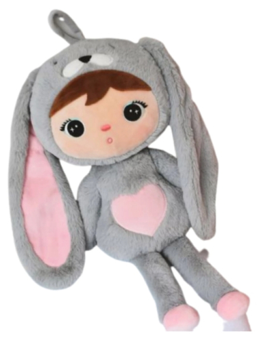 Personalisierter Kuscheltier Hase grau rosa mit Namen 45 cm Plüschtier Baby