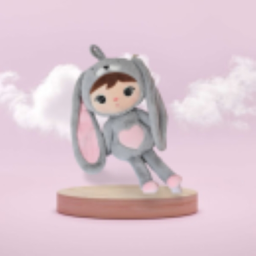 Kuscheltier Hase grau rosa personalisiert mit Namen weiches Plüsch Baby Geschenk