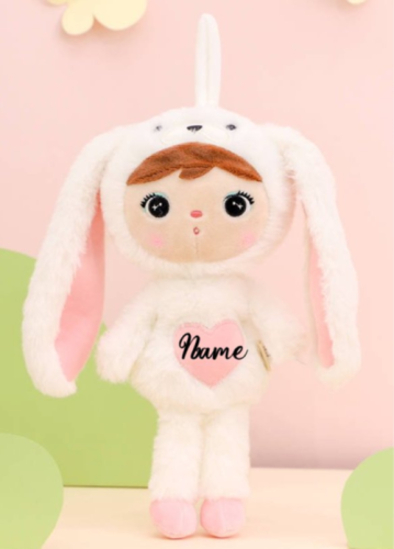 Metoo Stofftier in Weiß und Rosa mit langen Ohren – ideales Geschenk für Kleinkinder