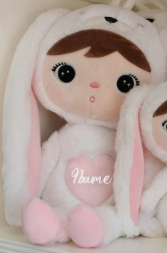 Metoo Stofftier in zarten Weiß/Rosa-Tönen mit langen Ohren, perfektes Geschenk für die Kleinsten