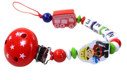 Personalisierte Feuerwehr-Schnullerkette als Babygeschenk zur Geburt oder Taufe