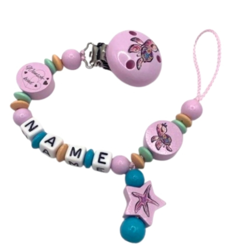 Personalisierte Schnullerkette mit Meeresschildkröten-Motiv für Mädchen