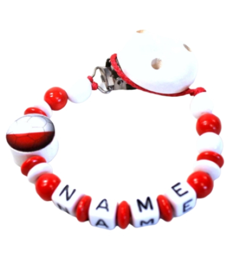 Personalisierte Schnullerkette mit polnischer Flagge und individuellem Namen