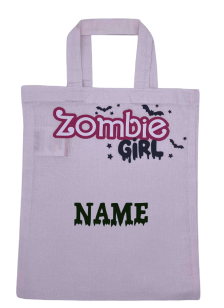 Halloween Tasche mit Namen Zombie Girl
