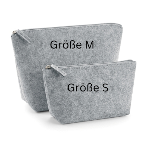 Kosmetikbeutel in grau, Größe S und M