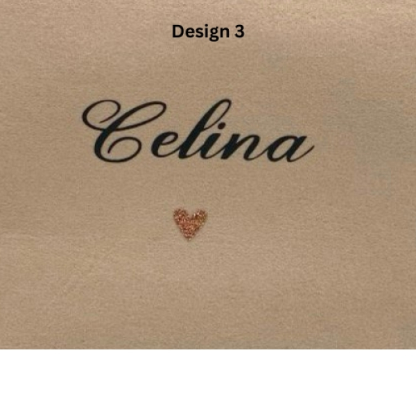 Kosmetiktasche aus Filz Design 3 mit Name und Glitzerherz