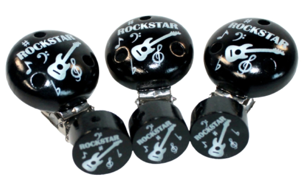 Motivclip und Motivscheibe Rockstar in Schwarz, Einzelteile für Schnullerketten