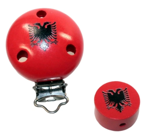 Motivperle-Clip mit Albanien-Flagge für personalisierte Schnullerketten