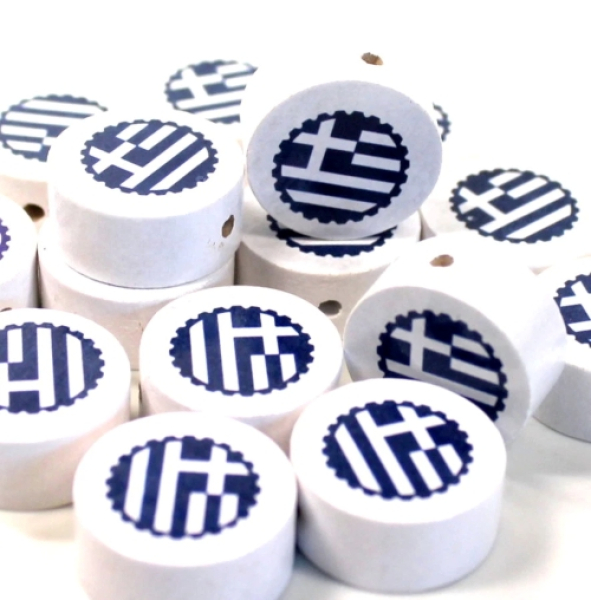 Motivperle mit Griechenland-Flagge für personalisierte Schnullerketten