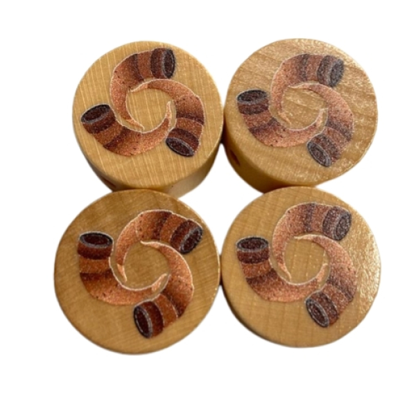 Motivscheibe aus Holz in Natur mit Wikinger Trinkhorn – ideal für Schnullerketten oder Babygeschenke