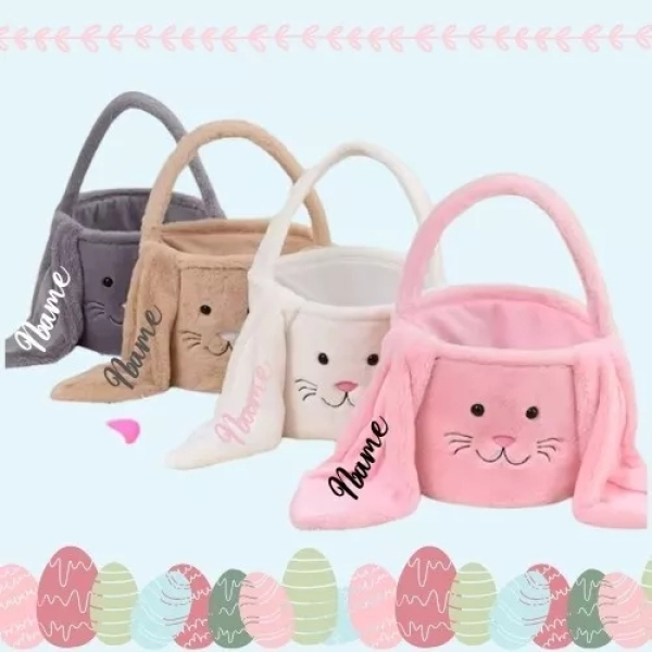 Personalisierbarer Plüsch-Osterkorb als Osternest für Jungen und Mädchen