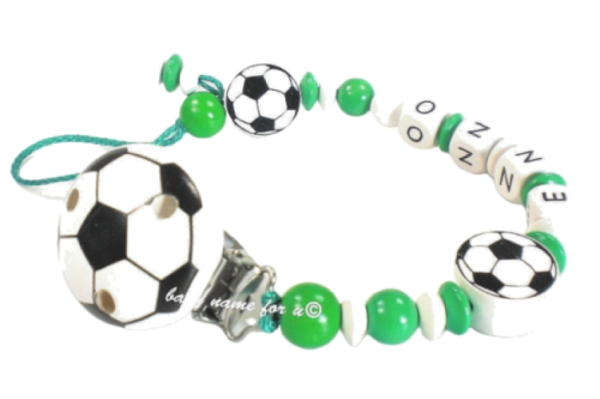 Schnullerkette Fußball in grün weiß mit Namen