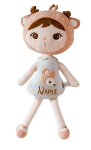 Personalisierte Rehpuppe aus weichem Plüsch, 46 cm groß, mit Namen des Kindes