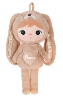 Kuscheliger Hase in Karamell und Hellbeige, personalisierbar mit Namen und Geburtsdaten – ideal für Mädchen und Jungen