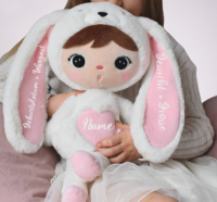 Kuscheliges Metoo Kuscheltier in Weiß/Rosa mit langen Ohren, perfekt als Geschenk für Babys