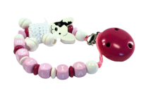 Schnullerkette mit Namen Bulldogge mit Körper in pink weiß rosa