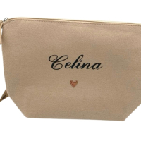 Kosmetiktasche aus Filz mit Namen und Glitzerherz