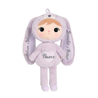 Metoo Kuscheltier Hase in Flieder, personalisierbar mit Namen, weicher Plüsch für Babys und Kleinkinder