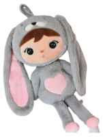 Personalisierter Kuscheltier Hase grau rosa mit Namen 45 cm Plüschtier Baby