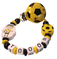 Schnullerkette mit Namen Fußball schwarz gelb
