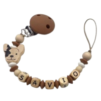 Schnullerkette mit Namen Bulldogge in natur