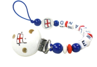 Personalisierte Schnullerkette mit englischer Flagge und individuellem Namen