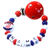 Personalisierte Schnullerkette mit kroatischer Flagge und individuellem Namen