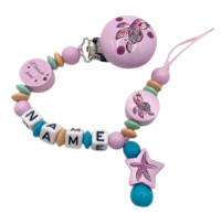 Schnullerkette mit Namen Meeresschildkröte Mädchen rosa