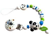 Schnullerkette Panda Bär personalisiert mit Namen für Jungen