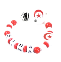 Personalisierte Schnullerkette mit Tunesien-Flagge und Wunschname für Babys